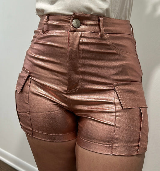 Rose Gold Metallic Shorts